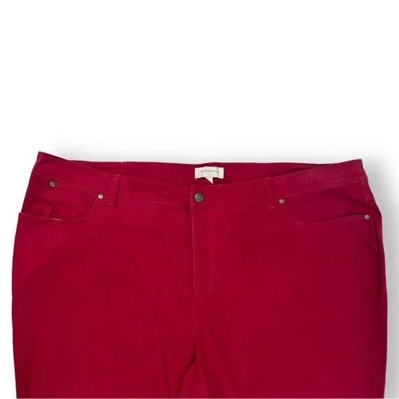 Talbots WOMENS PLUS SIZE 26W x 29" Zip Ankle Pants 5-Pocket Stretch Burgundy - Picture 3 of 16